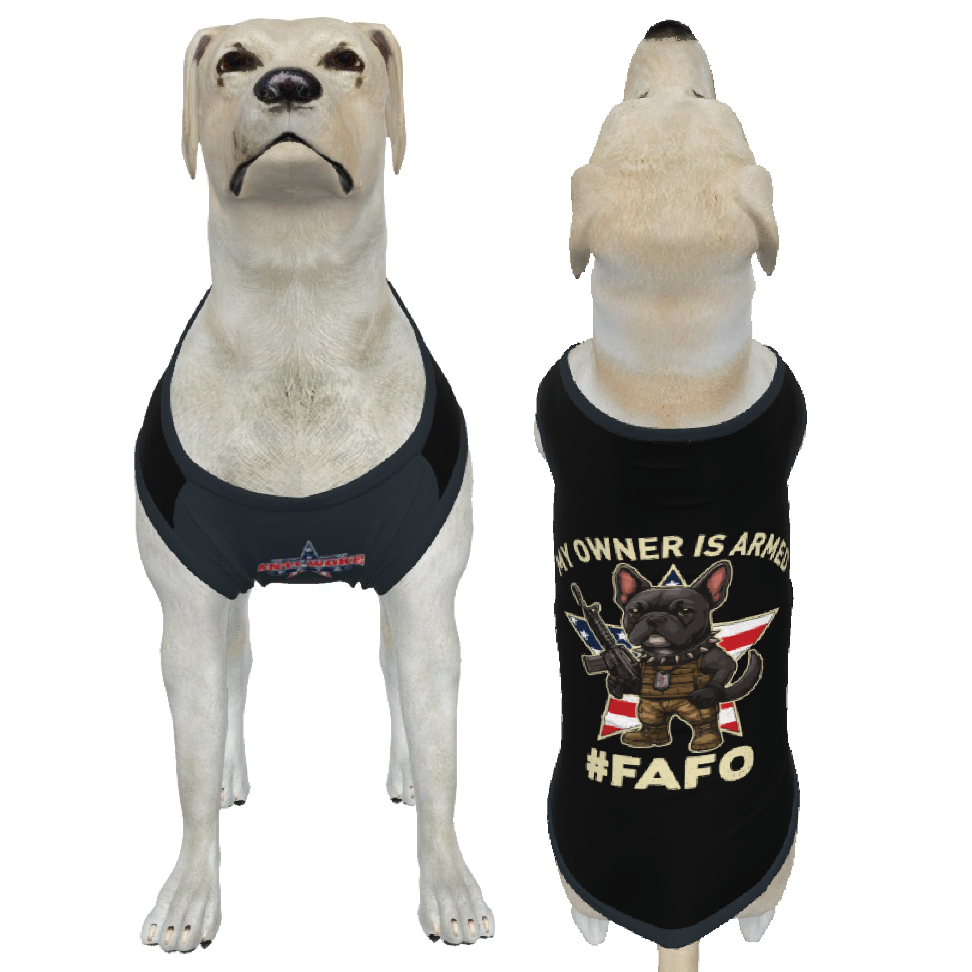 Frenchie-Black- My Owner Is Armed Medium Dog's Tank Top